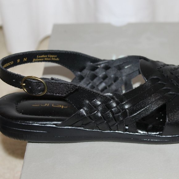 Black leather huarache "tela" sandal by Softspots 9 N - Picture 3 of 6